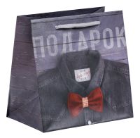 Миниатюра: Пакет (сумка) подарочный 14*14*9см, ламинированный квадратный Мужской стиль