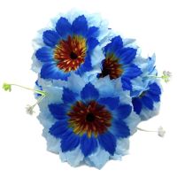Миниатюра: Цветы искусственные Букет Гибискус 7гол. 51см  голубой+синий BUK2-63@