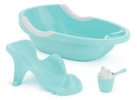Миниатюра: Набор детский для купания пласт. 3пр (ванна, горка и ковш) голубой