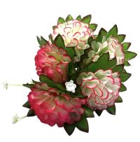 Миниатюра: Цветы искусственные Букет Гортензия 5гол. 51см белая с розовым краем BUK2-53@