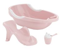 Миниатюра: Набор детский для купания пласт. 3пр (ванна, горка и ковш) розовый