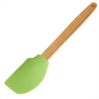 Миниатюра: Лопатка кулинарная силикон 29,5*5,5см, дер. ручка, зеленая