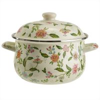 Миниатюра: Кастрюля эм. 3,6л (d22см), эм. крышка с пласт. кнопкой, индукция Metalloni Прованс (6)@