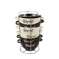 Миниатюра: Набор бульонниц 7пр 650мл керамика Вкусно на мет. подставке (4)