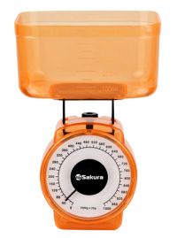 Миниатюра: Весы кухонные 1кг механические SAKURA оранж