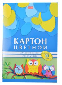 Миниатюра: Картон цв. двухстор. мелов. А4 10л.10цв. ХАТ Совы