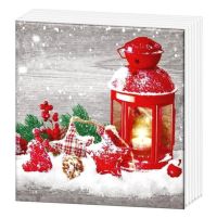 Миниатюра: Салфетки бумажные 33*33 2х-слойные 20шт Новогодний фонарь