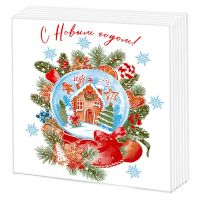 Миниатюра: Салфетки бумажные 33*33 2х-слойные 20шт Снежный шар