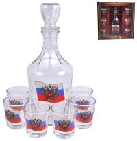 Миниатюра: Набор для вина 7пр (графин + 6 стопок) Герб на флаге (4)