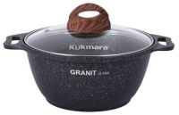 Миниатюра: Кастрюля ал. 2л (20см), ст. крышка ал. ручки а/п KUKMARA Granit Ultra Blue черно-синяя (3)