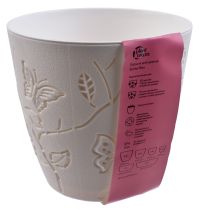 Миниатюра: Горшок для цветов пласт. 1,4л (147*147*134мм), дренаж. вставка Butterflies молочный туман (10)