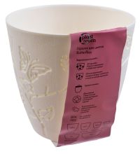 Миниатюра: Горшок для цветов пласт. 0,7л (115*115*105мм), дренаж. вставка Butterflies молочный туман(20)