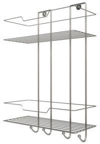 Миниатюра: Полка настенная 2х-ярусная  4 крючка хром (25*11,5*38см) (8)