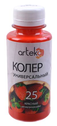 Миниатюра: Колер-краска 100гр Красный (№25) ПЭТ бутылка АРТЭКО (6)