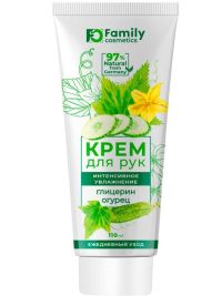 Миниатюра: Крем для рук 100мл Интенсивное увлажнение Глицерин и огурец Family Cosmetics