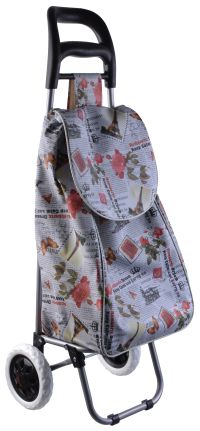 Миниатюра: Сумка-тележка багажная 55*33*19см, мет. каркас, пласт. ручка, белая с декором