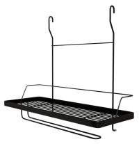 Миниатюра: Полка на рейлинг с лентой,без борта, с держателем для полотенец 33*16,5*29 черный (5)