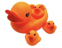Миниатюра: Игрушки резиновые Утка и 3 утенка 13*7см / сетка  2726-1