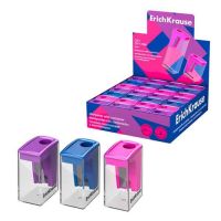 Миниатюра: Точилка с контейнером 1отв. EK City Mini Vivid пластик,асс.
