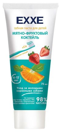 Миниатюра: Зубная паста 75мл EXXE BABY Детская с кальцием Мятно-фруктовый коктейль