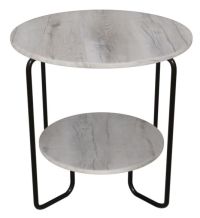 Миниатюра: Столик журнальный (металл.+ЛДСП) двухуровневый круглый (верх 58см, низ 44см, выс.59см) Дуб Канадский