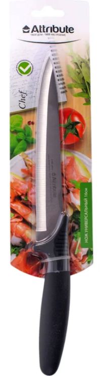 Миниатюра: Нож кухонный нерж. 16см (универсальный), пласт. ручка Attribute CHEF (6)