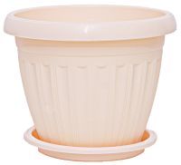Миниатюра: Кашпо пласт. 0,5л, с поддоном Баргузин бежевое (20)