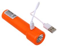 Миниатюра: Фонарь аккумуляторный пласт. 10,7*3см, 1 LED+СОВ, 400мАч, 4 режима, USB кабель ЕРМАК