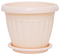 Миниатюра: Кашпо пласт. 1,5л, с поддоном Баргузин бежевое (15)