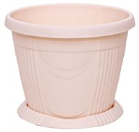 Миниатюра: Кашпо пласт. 2л, с поддоном Селенга бежевое (15)