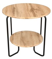Миниатюра: Столик журнальный (металл.+ЛДСП) двухуровневый круглый (верх 58см, низ 44см, выс.59см) Дуб Вотан