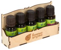 Миниатюра: Масло для бани, Набор 5шт*10мл (эвкалипт, можжевельник, пихта, лимон, апельсин), на дер.полочке