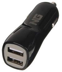 Миниатюра: Зарядное устройство автомобильное (для прикуривателя) пласт., 2*USB, 2А,12/24В