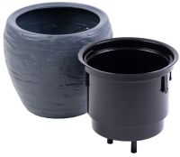 Миниатюра: Кашпо пласт. 25л  дренаж. вставка Торнадо графит