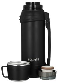 Миниатюра: Термос нерж. 1,2л, крышка-чашка, откидная пробка, ремешок, складная ручка SATOSHI Акка