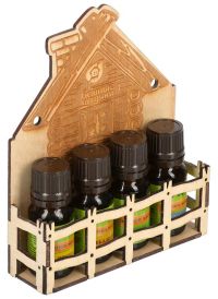 Миниатюра: Масло для бани, Набор 4шт*10мл (эвкалипт, сосна, лимон, пихта) Банька, на дер. полочке