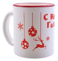 Миниатюра: Кружка 300мл стекло С Новым Годом! бело-красная, в подарочной упаковке (12)