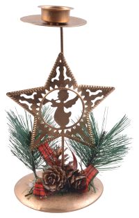 Миниатюра: Подсвечник мет. Ангел 16см золото Новогодний