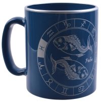 Миниатюра: Кружка 300мл стекло Знаки зодиака сине-серебристая (12)