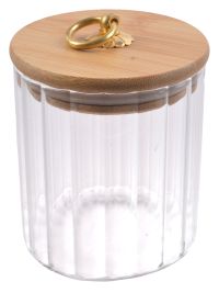 Миниатюра: Банка для сыпучих продуктов 500мл 90*100мм с бамбуковой крышкой