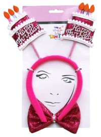 Миниатюра: Ободок с тортами 24*18см розовый