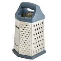 Миниатюра: Терка нерж. 20см, 6 граней, пласт. ручка, противоскользящий уплотнитель WEBBER серая