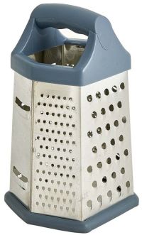 Миниатюра: Терка нерж. 20см, 6 граней, пласт. ручка, противоскользящий уплотнитель WEBBER серая