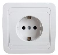 Миниатюра: Розетка сетевая с/у 1 местная с/з Прогресс SLIM белая