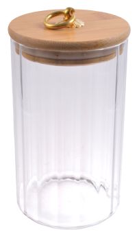 Миниатюра: Банка для сыпучих продуктов 900мл 90*150мм с бамбуковой крышкой