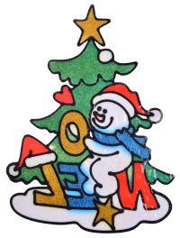 Миниатюра: Наклейка на стекло 30см силикон Снеговик