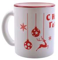 Миниатюра: Кружка 300мл стекло С Новым Годом! бело-красная (24)