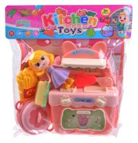 Миниатюра: Кукла (пласт.) + кухонная плита + аксессуары 25*21см/блистер 8018-10