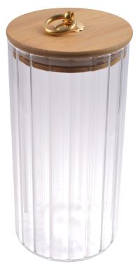 Миниатюра: Банка для сыпучих продуктов 1100мл 90*180мм с бамбуковой крышкой