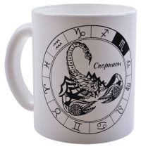 Миниатюра: Кружка 300мл стекло Знаки зодиака бело-черная (12)